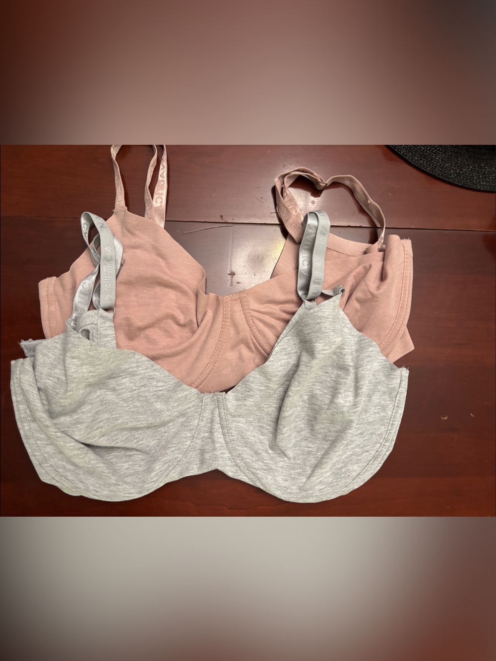 Nautica Heather Gray and Dusty Rose Smooth Wireless-Look Bras